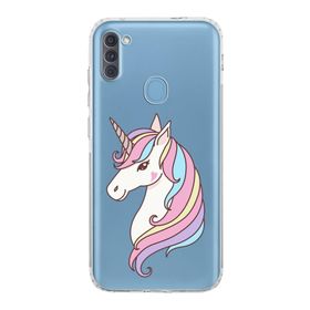 Printify Samsung Galaxy A11 Kamera Korumalı Kapak Unicorn Tasarımlı Şeffaf Kılıf