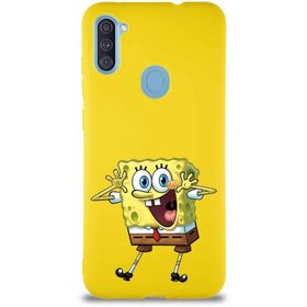 Printify Samsung Galaxy A11 Soft Premier Kapak Sünger Bob Tasarımlı Silikon Cep Telefonu Kılıfı