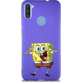 Printify Samsung Galaxy A11 Soft Premier Kapak Sünger Bob Tasarımlı Silikon Cep Telefonu Kılıfı