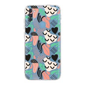 Printify Samsung Galaxy A11 Uyumlu Kamera Korumalı Kapak Memphis Desen Tasarımlı Şeffaf Cep Telefonu Kılıfı