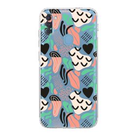 Printify Samsung Galaxy A11 Uyumlu Kamera Korumalı Kapak Memphis Desen Tasarımlı Şeffaf Cep Telefonu Kılıfı