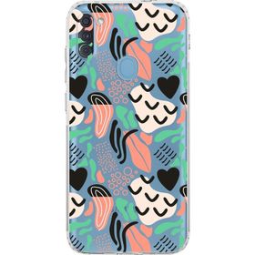 Printify Samsung Galaxy A11 Uyumlu Kamera Korumalı Kapak Memphis Desen Tasarımlı Şeffaf Cep Telefonu Kılıfı