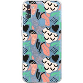 Printify Samsung Galaxy A11 Uyumlu Kamera Korumalı Kapak Memphis Desen Tasarımlı Şeffaf Cep Telefonu Kılıfı