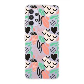 Printify Samsung Galaxy A12 İle Uyumlu 1mm Kapak Memphis Desen Tasarımlı Şeffaf Silikon Cep Telefonu Kılıfı