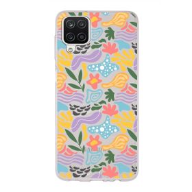 Printify Samsung Galaxy A12 İle Uyumlu 1mm Kapak Memphis Desen Tasarımlı Şeffaf Silikon Cep Telefonu Kılıfı