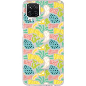 Printify Samsung Galaxy A12 İle Uyumlu 1mm Kapak Memphis Desen Tasarımlı Şeffaf Silikon Cep Telefonu Kılıfı