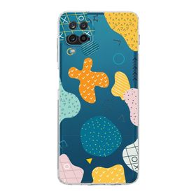 Printify Samsung Galaxy A12 Kamera Korumalı Kapak Geometrik Şekiller Tasarımlı Şeffaf Kılıf