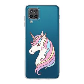 Printify Samsung Galaxy A12 Kamera Korumalı Kapak Unicorn Tasarımlı Şeffaf Kılıf