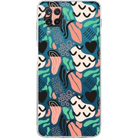 Printify Samsung Galaxy A12 Uyumlu Kamera Korumalı Kapak Memphis Desen Tasarımlı Şeffaf Cep Telefonu Kılıfı