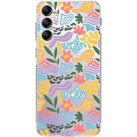 Printify Samsung Galaxy A14 İle Uyumlu 1mm Kapak Memphis Desen Tasarımlı Şeffaf Silikon Cep Telefonu Kılıfı