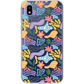 Printify Samsung Galaxy A14 İle Uyumlu 1mm Kapak Memphis Desen Tasarımlı Şeffaf Silikon Cep Telefonu Kılıfı