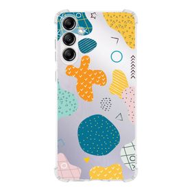 Printify Samsung Galaxy A15 Uyumlu Köşe Korumalı Antişok Kapak Geometrik Şekiller Tasarımlı Şeffaf Silikon Kılıf