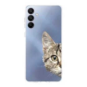 Printify Samsung Galaxy A16 Uyumlu Kamera Korumalı Catface Tasarımlı Şeffaf Silikon Kılıf