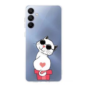 Printify Samsung Galaxy A16 Uyumlu Kamera Korumalı Coolcat Tasarımlı Şeffaf Silikon Kılıf