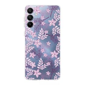 Printify Samsung Galaxy A16 Uyumlu Kamera Korumalı Floral Pudra Tasarımlı Şeffaf Silikon Kılıf