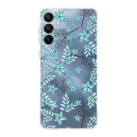 Printify Samsung Galaxy A16 Uyumlu Kamera Korumalı Floral Su Yeşili Tasarımlı Şeffaf Silikon Kılıf