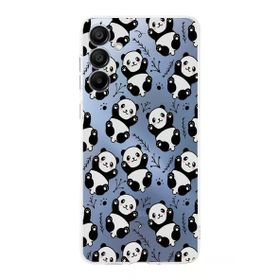 Printify Samsung Galaxy A16 Uyumlu Kamera Korumalı Panda Tasarımlı Şeffaf Silikon Kılıf