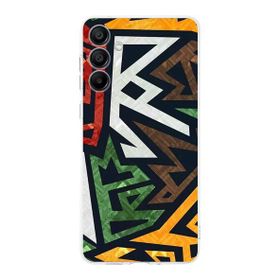 Printify Samsung Galaxy A16 Uyumlu Kamera Korumalı Soyut Grafiti Tasarımlı Şeffaf Silikon Kılıf