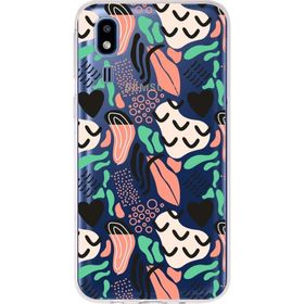 Printify Samsung Galaxy A2 Core İle Uyumlu 1mm Kapak Memphis Desen Tasarımlı Şeffaf Silikon Cep Telefonu Kılıfı