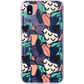 Printify Samsung Galaxy A2 Core İle Uyumlu 1mm Kapak Memphis Desen Tasarımlı Şeffaf Silikon Cep Telefonu Kılıfı