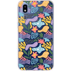 Printify Samsung Galaxy A2 Core İle Uyumlu 1mm Kapak Memphis Desen Tasarımlı Şeffaf Silikon Cep Telefonu Kılıfı
