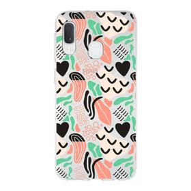 Printify Samsung Galaxy A20 İle Uyumlu 1mm Kapak Memphis Desen Tasarımlı Şeffaf Silikon Cep Telefonu Kılıfı