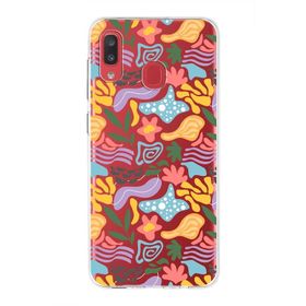 Printify Samsung Galaxy A20 İle Uyumlu 1mm Kapak Memphis Desen Tasarımlı Şeffaf Silikon Cep Telefonu Kılıfı