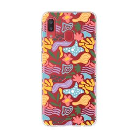 Printify Samsung Galaxy A20 İle Uyumlu 1mm Kapak Memphis Desen Tasarımlı Şeffaf Silikon Cep Telefonu Kılıfı