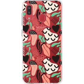 Printify Samsung Galaxy A20 İle Uyumlu 1mm Kapak Memphis Desen Tasarımlı Şeffaf Silikon Cep Telefonu Kılıfı