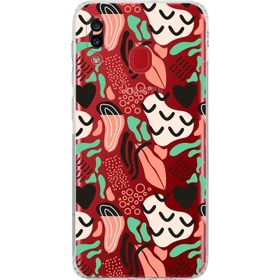 Printify Samsung Galaxy A20 Uyumlu Kamera Korumalı Kapak Memphis Desen Tasarımlı Şeffaf Cep Telefonu Kılıfı