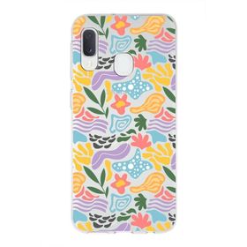 Printify Samsung Galaxy A20e İle Uyumlu 1mm Kapak Memphis Desen Tasarımlı Şeffaf Silikon Cep Telefonu Kılıfı