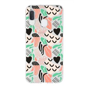 Printify Samsung Galaxy A20e İle Uyumlu 1mm Kapak Memphis Desen Tasarımlı Şeffaf Silikon Cep Telefonu Kılıfı