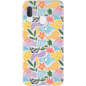 Printify Samsung Galaxy A20e İle Uyumlu 1mm Kapak Memphis Desen Tasarımlı Şeffaf Silikon Cep Telefonu Kılıfı