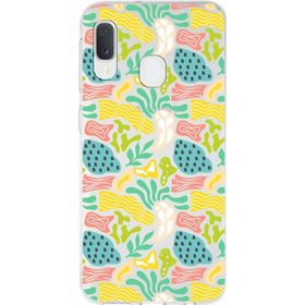 Printify Samsung Galaxy A20e İle Uyumlu 1mm Kapak Memphis Desen Tasarımlı Şeffaf Silikon Cep Telefonu Kılıfı