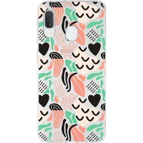 Printify Samsung Galaxy A20e İle Uyumlu 1mm Kapak Memphis Desen Tasarımlı Şeffaf Silikon Cep Telefonu Kılıfı
