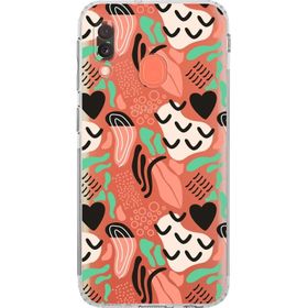 Printify Samsung Galaxy A20e Uyumlu Kamera Korumalı Kapak Memphis Desen Tasarımlı Şeffaf Cep Telefonu Kılıfı