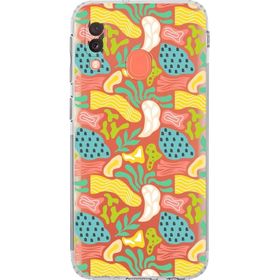 Printify Samsung Galaxy A20e Uyumlu Kamera Korumalı Kapak Memphis Desen Tasarımlı Şeffaf Cep Telefonu Kılıfı