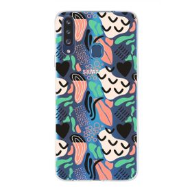 Printify Samsung Galaxy A20s İle Uyumlu 1mm Kapak Memphis Desen Tasarımlı Şeffaf Silikon Cep Telefonu Kılıfı