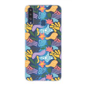Printify Samsung Galaxy A20s İle Uyumlu 1mm Kapak Memphis Desen Tasarımlı Şeffaf Silikon Cep Telefonu Kılıfı