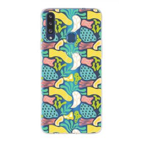 Printify Samsung Galaxy A20s İle Uyumlu 1mm Kapak Memphis Desen Tasarımlı Şeffaf Silikon Cep Telefonu Kılıfı