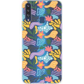 Printify Samsung Galaxy A20s İle Uyumlu 1mm Kapak Memphis Desen Tasarımlı Şeffaf Silikon Cep Telefonu Kılıfı
