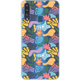 Printify Samsung Galaxy A20s İle Uyumlu 1mm Kapak Memphis Desen Tasarımlı Şeffaf Silikon Cep Telefonu Kılıfı