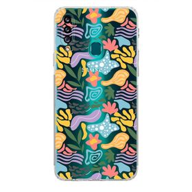 Printify Samsung Galaxy A20s Uyumlu Kamera Korumalı Kapak Memphis Desen Tasarımlı Şeffaf Cep Telefonu Kılıfı