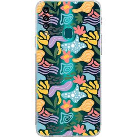 Printify Samsung Galaxy A20s Uyumlu Kamera Korumalı Kapak Memphis Desen Tasarımlı Şeffaf Cep Telefonu Kılıfı