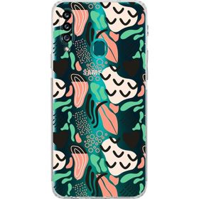 Printify Samsung Galaxy A20s Uyumlu Kamera Korumalı Kapak Memphis Desen Tasarımlı Şeffaf Cep Telefonu Kılıfı