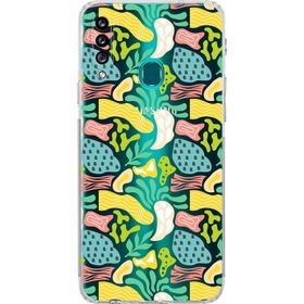 Printify Samsung Galaxy A20s Uyumlu Kamera Korumalı Kapak Memphis Desen Tasarımlı Şeffaf Cep Telefonu Kılıfı
