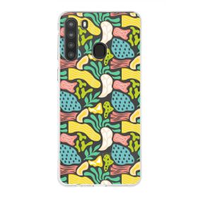 Printify Samsung Galaxy A21 İle Uyumlu 1mm Kapak Memphis Desen Tasarımlı Şeffaf Silikon Cep Telefonu Kılıfı