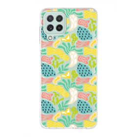 Printify Samsung Galaxy A21s İle Uyumlu 1mm Kapak Memphis Desen Tasarımlı Şeffaf Silikon Cep Telefonu Kılıfı