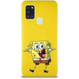 Printify Samsung Galaxy A21s Soft Premier Kapak Sünger Bob Tasarımlı Silikon Cep Telefonu Kılıfı