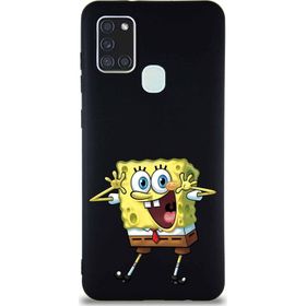 Printify Samsung Galaxy A21s Soft Premier Kapak Sünger Bob Tasarımlı Silikon Cep Telefonu Kılıfı